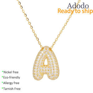 Collier pendentif en argent sterling 925 avec lettre en forme de bulle en zircon 5A étincelant, nom anglais, pour femme, bijoux - Product Image 1