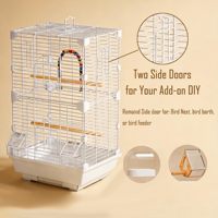 Cage à oiseaux multi-niveaux en acier allié et acier inoxydable avec échelle, 2 mangeoires, plateau de nettoyage coulissant, utilisation intérieure/extérieure, capacité 25 lb