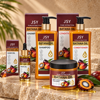 Ensemble de soins capillaires à l'huile de Batana avec shampoing, après-shampoing, huile capillaire et traitement revitalisant en profondeur pour cheveux secs et crépus, marque privée