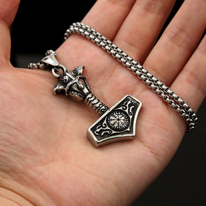 Yunnique – collier avec pendentif marteau de Thor en acier inoxydable pour hommes, bijoux cadeau de style viking nordique - Product Image 4