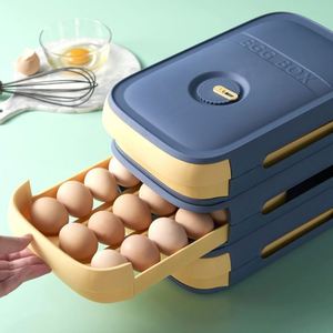 Pull Out Plastic 20 Separate case Anti-skid Egg <b>Storage</b> <b>Box</b> Refrigerator Portable 3 Layer Rectangle Egg <b>Storage</b> <b>Box</b> - Product Image 3