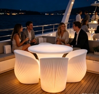 Ensemble de table et de chaises en plastique lumineux LED, meubles imperméables et lumineux pour la plage, le bar, les événements nocturnes - Rechargeable, changeant de couleur