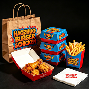 FSC Certified Customization Greaseproof Burger Box French Fry Box Fast Food Packaging Set Disposable Paper <b>Bag</b> for Takeaway - Product Image 1