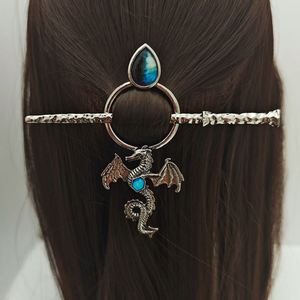 Épingle à cheveux Viking Celtique Vintage, Pince à cheveux Libellule, Pique à cheveux en forme de branche, Accessoire de tête Gothique Dragon, Clip coulissant pour coiffure - Product Image 1