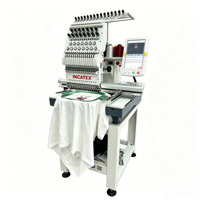Machine à broder industrielle à tête unique 15 aiguilles pour casquettes, nouvelle, 1200 tr/min, automatique, pour production en série en atelier, multicolore