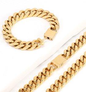 Venta al por mayor de moda de acero inoxidable collar de Hip Hop 18K chapado en oro cadena cubana con Rosa pistola patrón PVD acabado para el compromiso - Product Image 4