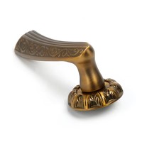 Poignée de porte décorative sculptée en alliage de zinc bronze antique, élégante et de qualité supérieure, pour quincaillerie de porte en bois, vente directe d'usine