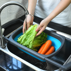 Foldable Fruit Drain Basket Extendable Kitchen Sink Vegetable Washing Strainer Draining Tray - Product Image 2