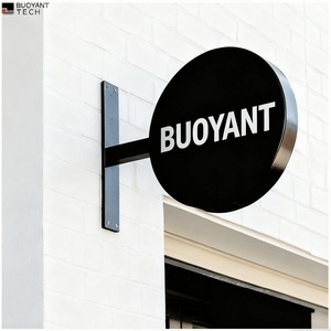 <b>Round</b> Street Sign logo Mockup Circle Double Sided Lightbox Signage <b>Led</b> <b>Light</b> Box Sign for Cafe Shops Bars Restaurants - Product Image 2