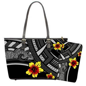 Elegante Polynesian Tribal Hawaii Tropical cuero monederos con cremallera Cartera de lujo señoras bolso de mano personalizado bolso de hombro de las mujeres - Product Image 1