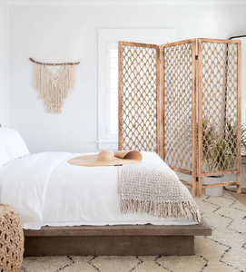 Divisorio per Stanza <span class=keywords><strong>in</strong></span> <span class=keywords><strong>Legno</strong></span> Massello su Misura a 3 Pannelli Stile Art Déco, Paravento Pieghevole Fatto a Mano con Corda di Juta, Squisito per Ingresso Matrimonio - Product Image 6