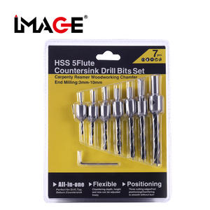 Jeu de forets fraises à chanfreiner IMAGE HSS à 5 cannelures, 3mm-10mm, pour le travail du bois - Product Image 1