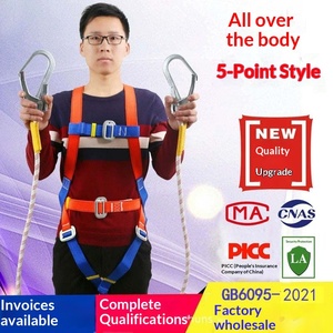 New standard five-point safety <b>belt</b> full-body safety <b>belt</b> anti-fall safety <b>belt</b> for aerial <b>work</b> European-style buffer hook - Product Image 1
