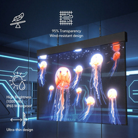 Mur vidéo LED transparent COB P10.4 de forme personnalisée, écran de film holographique flexible sans soudure, affichage sur façade en verre