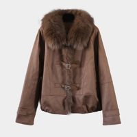 Großhandel Damen Puffer-Daunenjacke aus Wildleder mit Großem Fuchspelzkragen Einheitsgröße Winter Warme Kurze Jacke Coole Mädchen