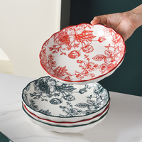 Ensemble cadeau chaud sous vitrage nouvellement conçu cuisine soupe de riz servant des bols de fleurs en céramique ensemble maison et cuisine