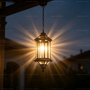 Lampe suspendue vintage en <span class=keywords><strong>fer</strong></span> forgé, aluminium et verre, étanche IP65, pour gazebo, véranda, restaurant, porche, plafond, jardin - Product Image 5