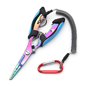 Ensemble de <span class=keywords><strong>manche</strong></span> de filet de pêche en alliage d'aluminium avec pinces à leurres en titane colorées, acier inoxydable multifonctionnel - Product Image 1