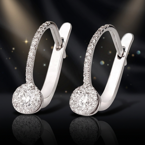 Deslumbrantes Pendientes de Diamantes Chapados en Oro con Cierre de Seguridad Inglés, Corte Brillante, Certificados por IGI, Oro de 18 Quilates, Modernos, Unisex, para Fiestas - Product Image 3