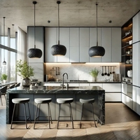 Vente en gros d'armoires de cuisine modulaires modernes standard australiennes Meubles de cuisine design Ensemble d'armoires de cuisine en bois massif