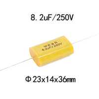 8.2uF 250V 5% Film de polypropylène métallisé axial horizontal bipolaire Non polarisé mi haut-parleur aigu condensateur de croisement Audio