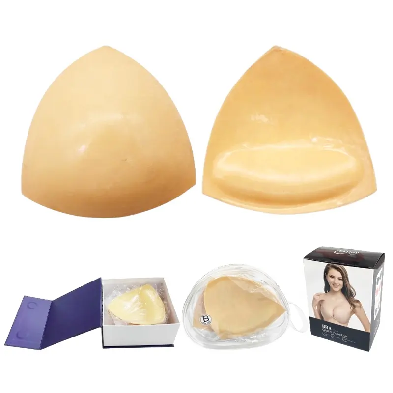 Tam giác mềm tái sử dụng vú cleavage dính chèn đẩy lên Silicone hai mặt dính áo ngực miếng đệm