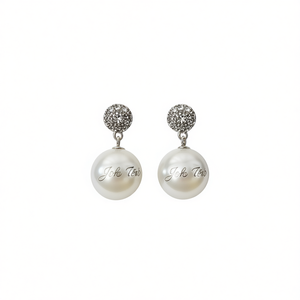 Boucles d'oreilles classiques Jok Teb avec perle de culture blanche de forme ronde AAA, sertissage pavé en argent, pour mariage, bijoux pour femmes - Product Image 1
