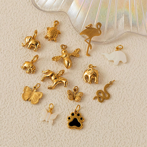 3D regno animale | 18K PVD oro in acciaio inossidabile ciondoli | Cane sirena leone rana delfino giraffa tartaruga ciondoli per gioielli Maki - Product Image 4