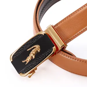 wholesale belt leather man light brown color Zinc alloy buckle 100% pure leather belt for man