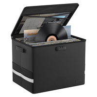 Caja de Almacenamiento de Discos Resistente al Fuego, Plegable y Seccionada, Organizador de Vinilos con Capacidad para 30-50 Álbumes, para DJ y Hogar