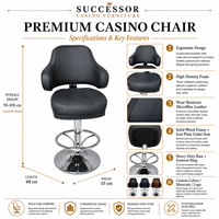 Fauteuil de jeu premium SUCCESSOR pour machine de casino, siège en cuir de luxe avec base métallique robuste, fabricant