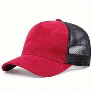 Casquette de baseball trucker en daim à 5 panneaux avec logo brodé personnalisé pour homme 2024 - Product Image 2