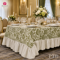 Nappe HuaLai 60x102 pouces en polyester effet coton à motif floral botanique avec ourlet à volants pour salle à manger, mariage, personnalisable