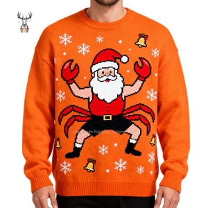 Nanteng Tùy Chỉnh 100% Cotton Giản Dị Bên Vui Santa Claus Mô Hình Vòng Cổ Dài Tay Áo Người Đàn Ông Xấu Xí Giáng Sinh Áo Thun Áo Len - Product Image 1