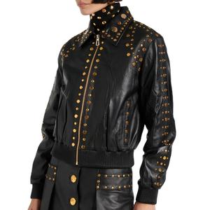 Nouveautés automne : vestes pour femmes, style streetwear hip-hop, vestes de motard vintage, veste courte en cuir à rivets - Product Image 1