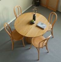 Europäischer Stil Runder Massivholz Esstisch Multifunktional für 4 Personen, Geeignet für Kleine Wohnungen, Wohnzimmer & Esszimmer