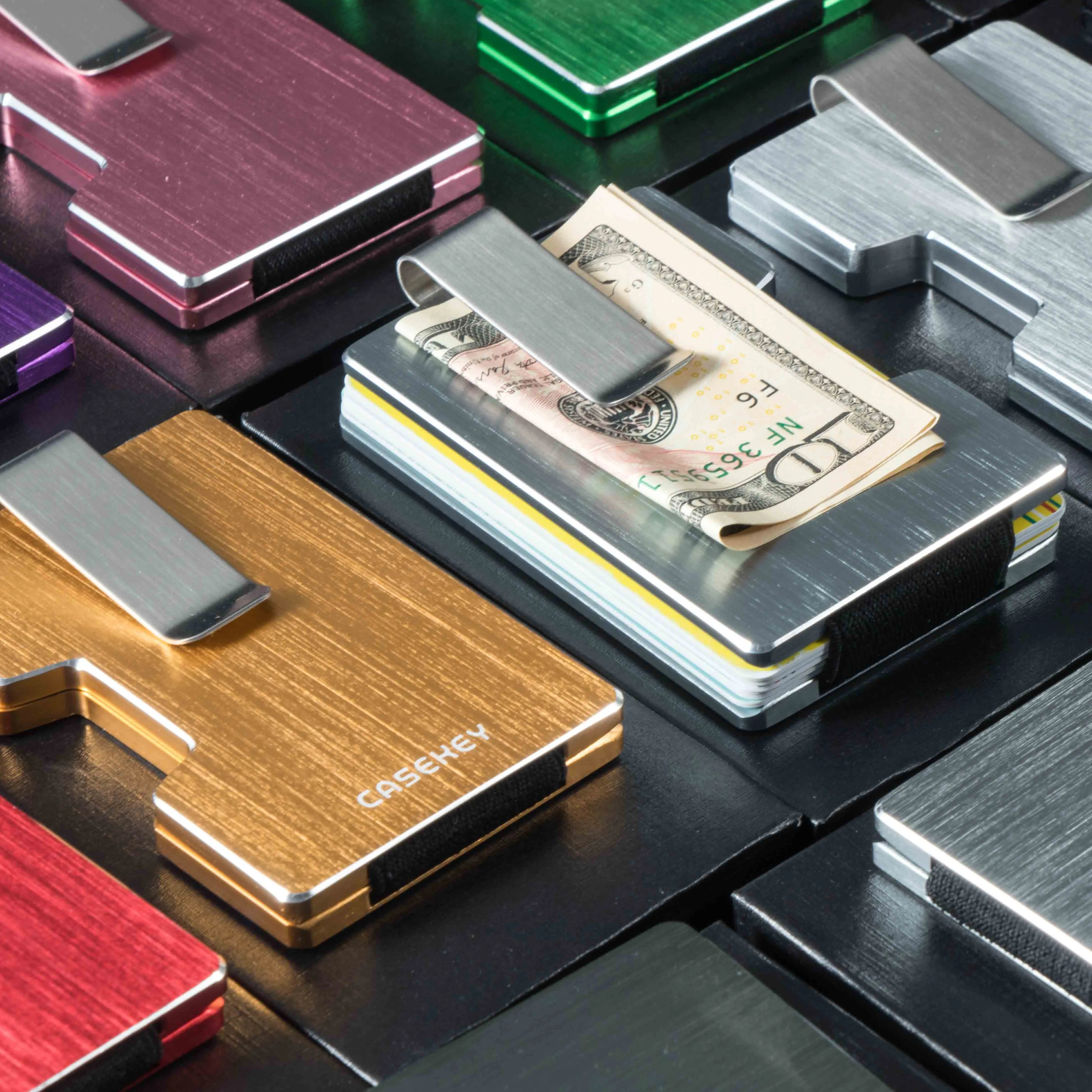 Rfid בצבע מתכת ארנק Slim מט שחור אשראי בעל כרטיס אלומיניום ארנק מתכת אקססוריז
