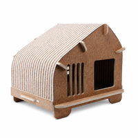 Casa para Gatos de Corcho sin Herramientas, con Techo Inclinado y Parte Superior Corrugada Gris Claro, Casa para Gatos de Ensamblaje Rápido sin Clavos, 430 x 410 x 390 mm