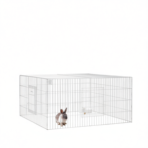 <b>Rabbit</b> <b>Cage</b> <b>Large</b> Silver Galvanized Iron Durable Pet <b>Cage</b> <b>Indoor</b> Use - Product Image 1