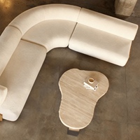 Table basse en travertin beige au design créatif et moderne avec base en acier inoxydable, niveau E0, pour salon et usage domestique