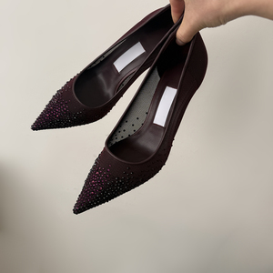 รองเท้าส้นสูงแบบหุ้มข้อทรงหัวแหลม ดีไซน์หรูหรา ประดับคริสตัลวิบวับ สายรัดข้อเท้าแบบผูกเชือก วัสดุ EVA ด้านบนเป็นผ้าตาข่าย - Product Image 2