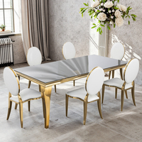 Table de réception haut de gamme en acier inoxydable avec plateau en verre rectangulaire à haute capacité de charge pour hôtels, banquets, salles de réception et événements