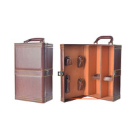 Grain de bois PU Cuir MDF Cérémonie Vintage Boîte D'emballage de Vin
