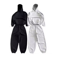 Conjunto de Sudadera con Capucha y Pantalones Deportivos Oversize Personalizados, Estilo Urbano, de Algodón 100% Pesado, para Hombre