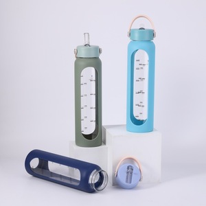 Borraccia Sportiva in <span class=keywords><strong>Vetro</strong></span> Borosilicato a Prezzo di Fabbrica, <span class=keywords><strong>con</strong></span> Custodia in Silicone Senza BPA, Antigoccia, <span class=keywords><strong>con</strong></span> Indicatore del Tempo - Product Image 2