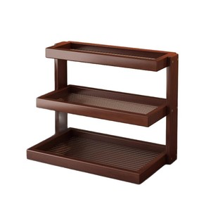 Double Tier Wooden Cup Storage <b>Rack</b> For <b>Kitchen</b> Tableware Organizer With Mesh Tray Standing Type Multifunctional - Product Image 5