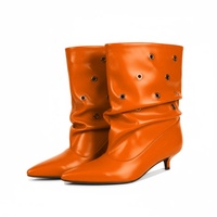 Nouvelles Bottes de Cowboy Rétro en Cuir pour Femme, Modèle 2026, Mi-Mollet, Bout Pointu, Tendance, Chaussures d'Extérieur pour l'Automne