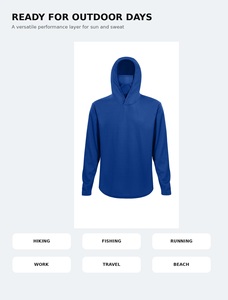 Haut de performance unisexe pour adultes à manches longues avec capuche, protection solaire, séchage rapide, évacuation de l'humidité, léger, respirant, en polyester, Needle - Product Image 5