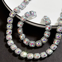 Bijoux Hip Hop Chaîne à maillons cubains glacés Collier glacé Bracelet serti de pierre AB