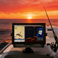 Écran tactile marin de 21,5 pouces avec traceur GPS, détecteur de poissons Garmin, navigateur GPS marin, revêtements anti-reflets